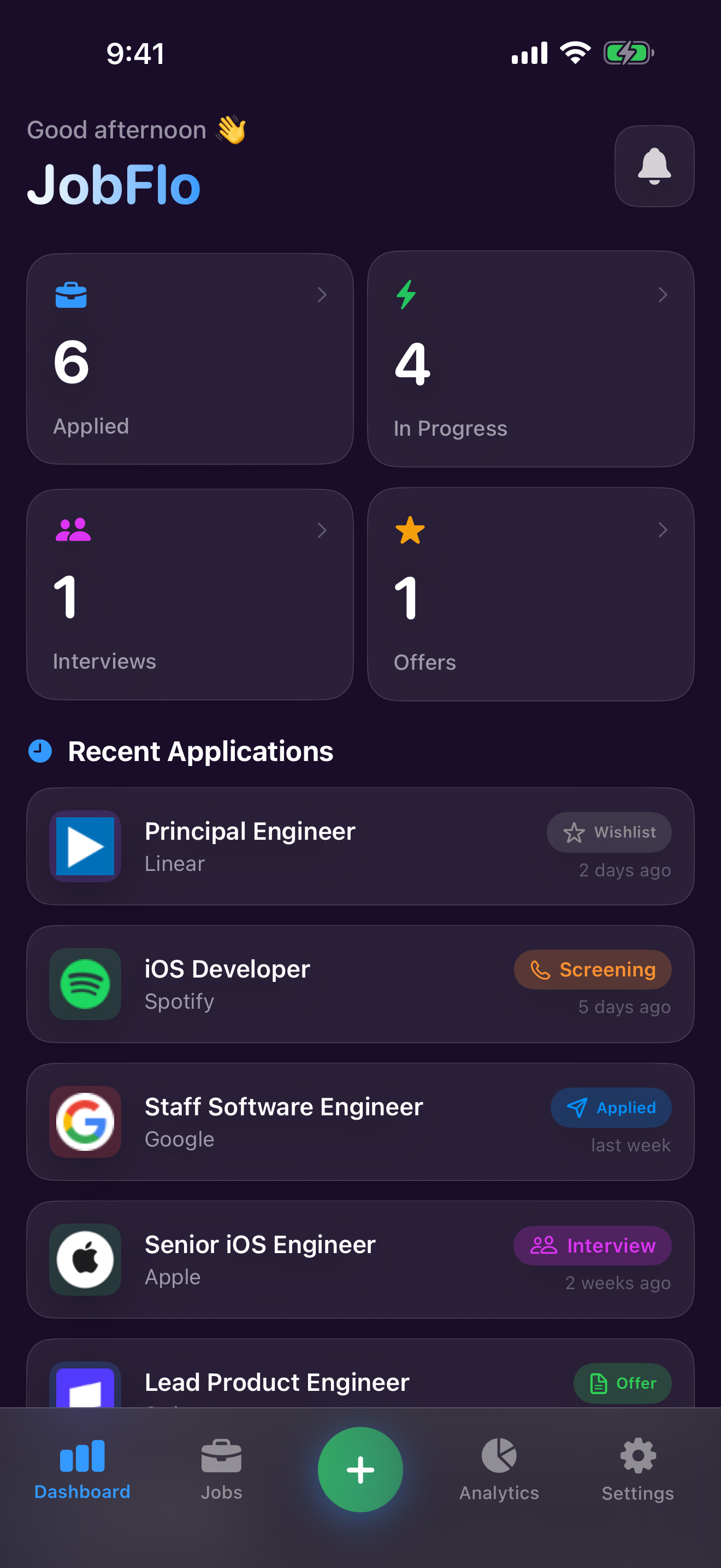 Jobflo iOS app screenshot