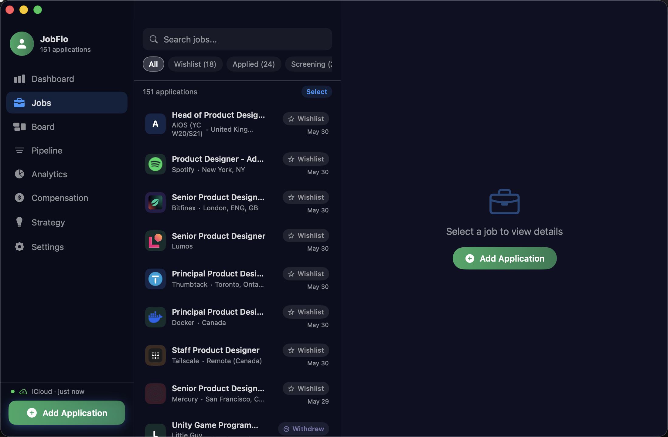 Jobflo on MacOS